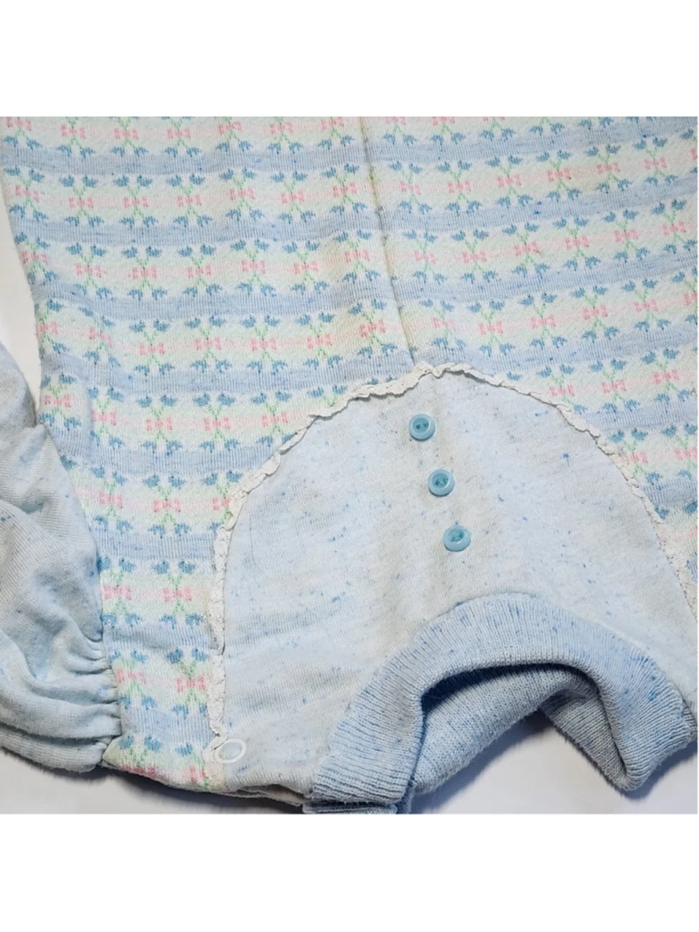 Vintage 70s 80s Health-tex Pointelle Thermal Sleeper One-Piece Sz 18M Made n USA